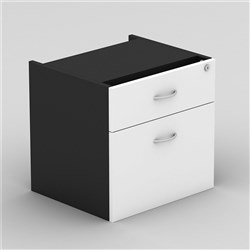 OM Fixed Pedestal 1 Drawer 1 File 464W x 400D x 450mmH White And Charcoal