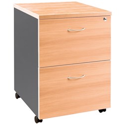 OM Mobile Pedestal 2 File Drawer 468W x 510D x 685mmH Beech And Charcoal