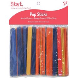 Stat Pop Sticks Wooden Coloured Assorted Pack of 150