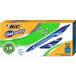 Bic Gelocity Gel Pen Retractable Medium 0.7mm Blue Pack of 12