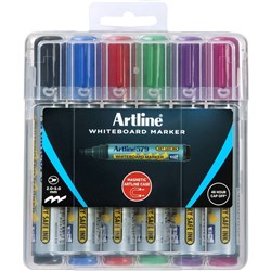 Artline 579 Whiteboard Markers Chisel 2-5mm Assorted Colours Hard Case Pack Of 6
