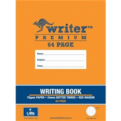 Writer Premium Writing Book 245x330mm 24mm Dotted Thirds 64 Pages Turtle