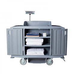 Compass Hard Front Housekeeping Trolley Grey