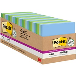 Post-it 654-24SST-CP Super Sticky Notes Recycled 76mm x 76mm Oasis Cabinet Pack of 24