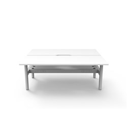 Rapidline Halo Static Back To Back Workstation + Cable Tray 2 Person 1800Wx730mmH Wht/Wht