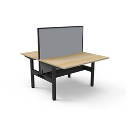 Rapidline Halo Static Back To Back Workstation+Screen+Tray 2 Person 1200W x 1330mmH Oak/Blk