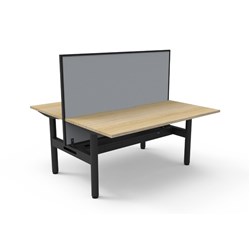 Rapidline Halo Static Back To Back Workstation+Screen+Tray 2 Person 1500W x 1330mmH Oak/Blk