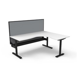 Rapidline Halo Static Corner Workstation + Screen + Tray 1800/1500W x 1330mmH White/Blk