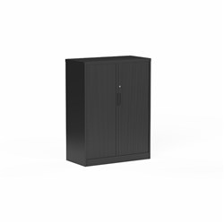 OLG Tempo Tambour Cabinet 2 Shelves 900Wx 450D x 1200mmH Black