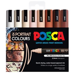 Uni Posca PC-5M Paint Marker 2.5mm Bullet Tip Assorted Portrait Colours Pack Of 8