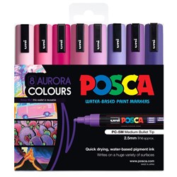 Uni Posca PC-5M Paint Marker 2.5mm Bullet Tip Assorted Aurora Colours Pack Of 8