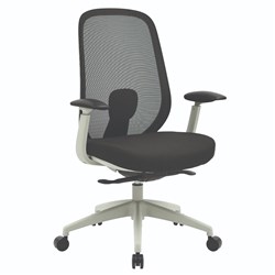 Buro Force High Back Office Chair + Arms Light Grey Frame Black Fabric Seat Mesh Back