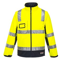 Huski Chassis Hi-Vis 2-in-1 Contrast Softshell Jacket 3 Layer Small Yellow And Navy