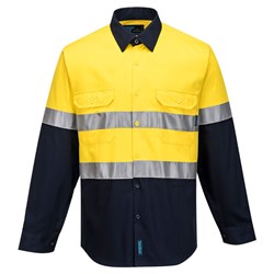 Portwest Hobart Hi-Vis Contrast Shirt Long Sleeve 5XL Yellow And Navy