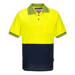 Portwest Hi-Vis Micro Mesh Polo Shirt Short Sleeve Large Yellow And Navy