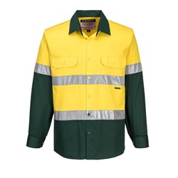 Portwest Hobart Hi-Vis Lightweight Contrast Shirt Long Sleeve 4XL Yellow/Green