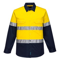 Portwest Hobart Hi-Vis Lightweight Contrast Shirt Long Sleeve 5XL Yellow/Navy