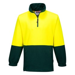 Portwest Hi-Vis Contrast 1/4 Zip Class D Polar Fleece Jumper Small Yellow And Green