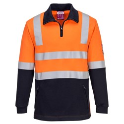Portwest Modaflame Fire Resistant Day Night Brushed Fleece Jumper M Orange/Navy