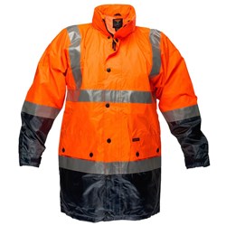 Portwest Eyre Hi-Vis Contrast Rain Traffic Jacket 9XL Orange And Navy
