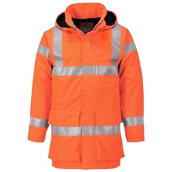 Portwest Bizflame Hi-Vis Flame Resistant Multi Light Rain Jacket Large Orange