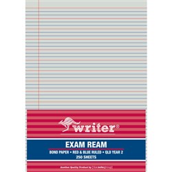 Writer Exam Ream A4 QLD Year 2 Red And Blue Ruled Portrait Ream Of 250 White