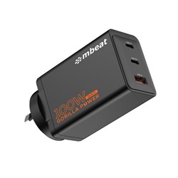 Mbeat Gorilla Power 3 Port PD GaN II USB -A And USB-C 100W Charger Black