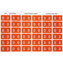 Avery Alphabet Coding Label D Side Tab 25x38mm Dark Orange Pack Of 180