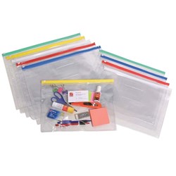 Marbig Clear Case A5 235 x 185mm With Coloured Zip Assorted