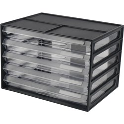 Italplast A4 Document Cabinet 5 Drawer Black & Clear