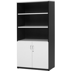 Logan Stationery Cupboard Half Door 900W x 450D x 1800mmH White And Ironstone