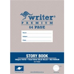 Writer Premium Story Book 330x240mm 64 Page Plain & 18mm Ruled W Margin 100gsm